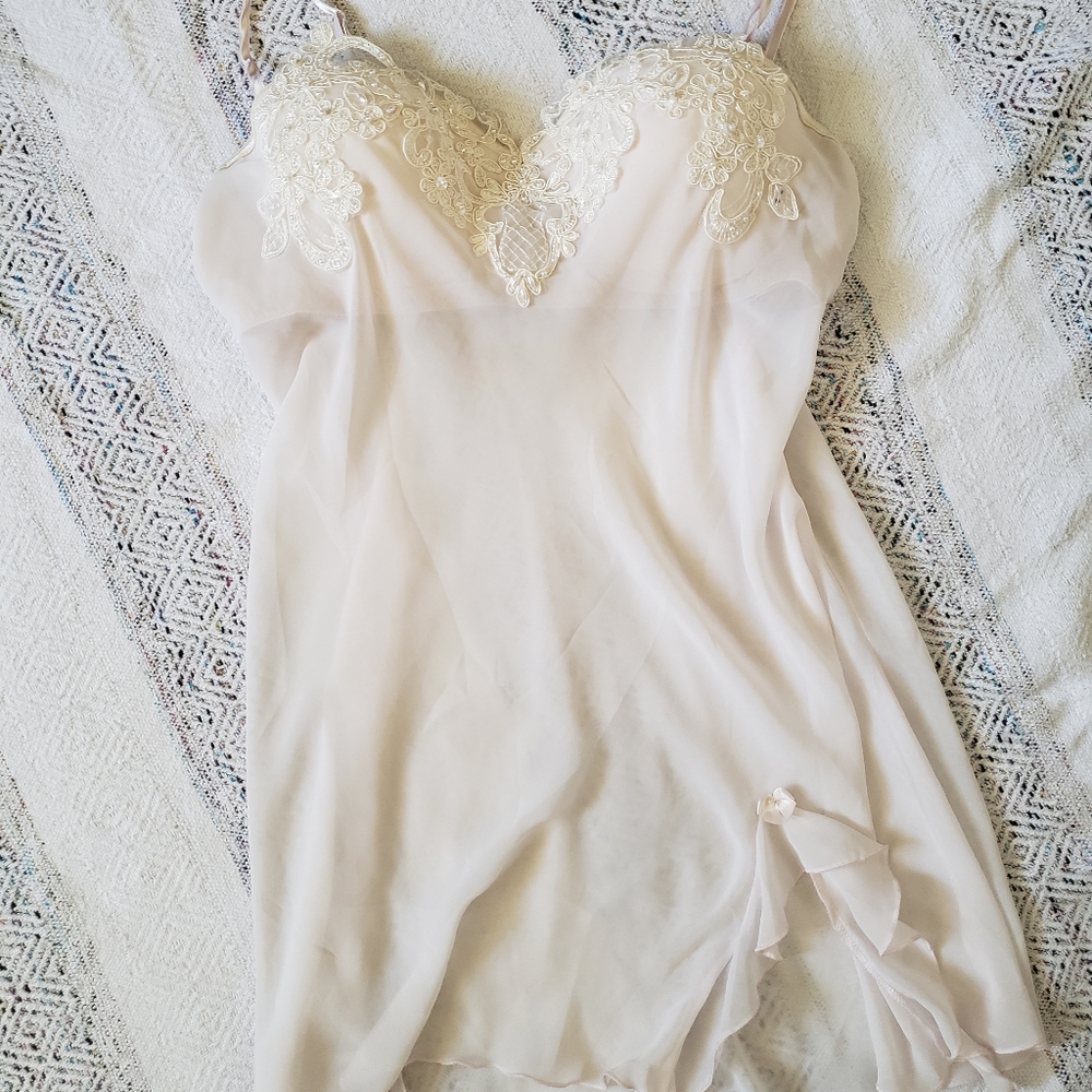 Linea Donatella Ivory Pink Lingerie Teddy Womens M